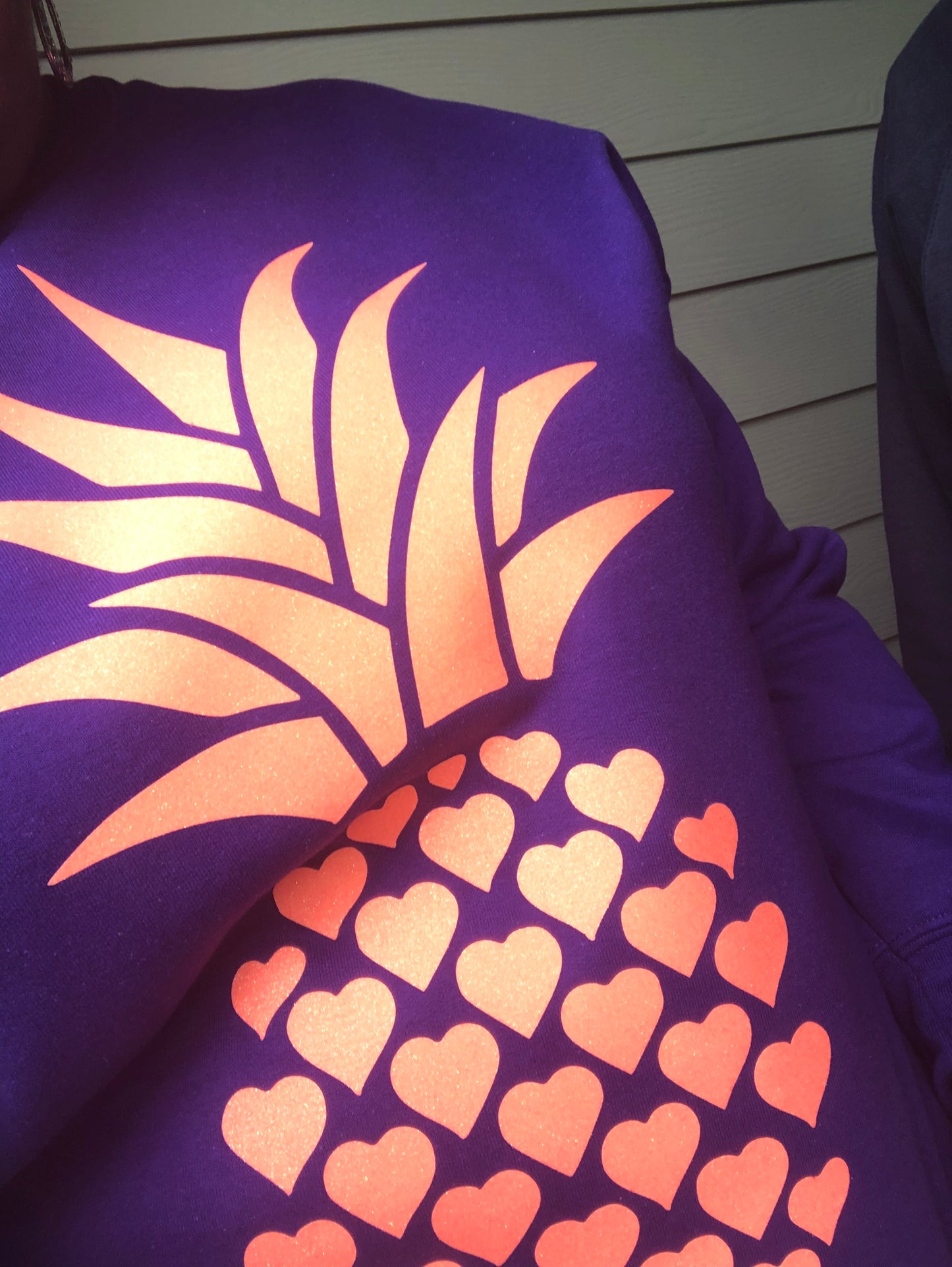 Coral Glitter Pineapple Print on Purple Sweater