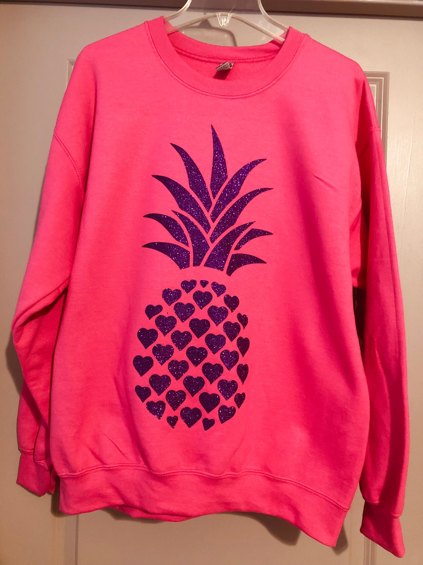 Purple Glitter Pineapple Pink Sweater