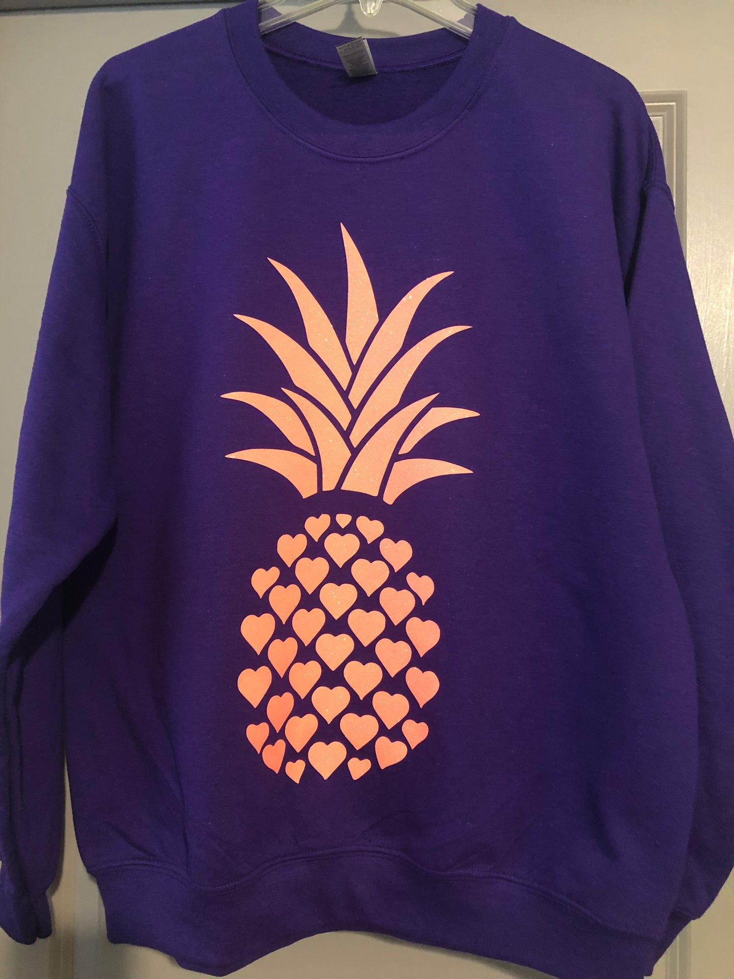 Coral Pineapple Print on Purple Sweater
